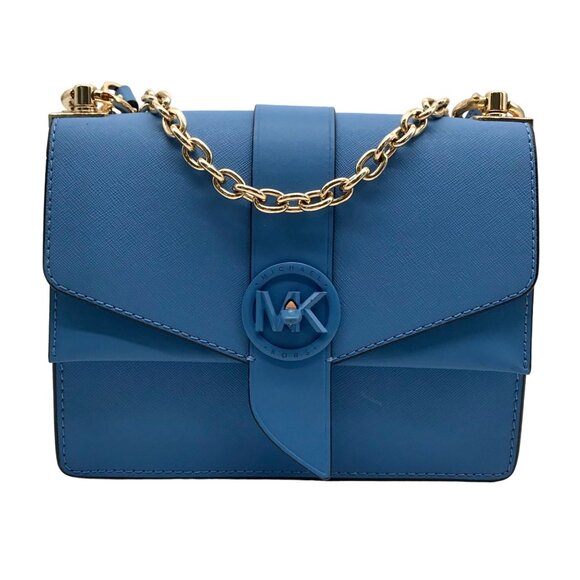 Michael Kors Blue Saffiano Leather Greenwich Small Crossbody Bag - Picture 1 of 12